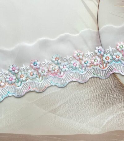 ZariWork 3 Inch Multicolor Organza Net Lace Border Size