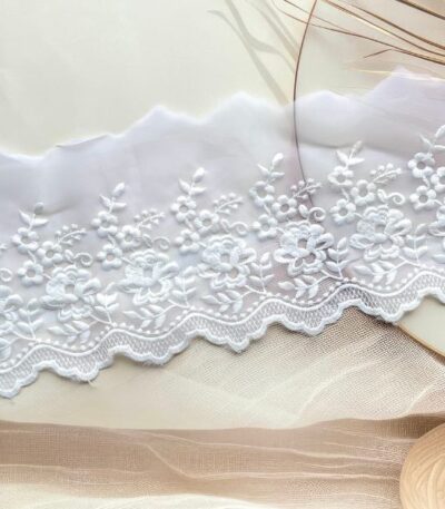 ZariWork 5 Inch White Organza Net Lace Border