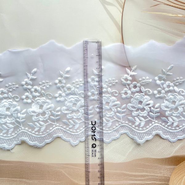 ZariWork 5 Inch White Organza Net Lace Borders