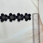 ZariWork Flower Design With Stone Black Cotton Lace Size