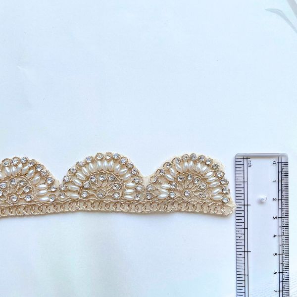 ZariWork 2 Inch Golden Handwork Stone Lace Sizes