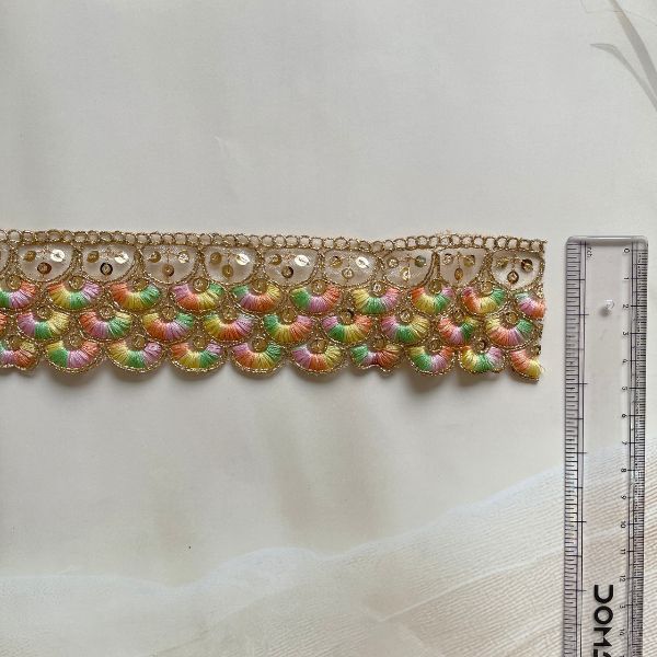 ZariWork 2 Inch Multi Color Cutwork Border Embroidery Lace Size