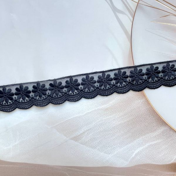 ZariWork 4 CM Black Flower Cotton Lace