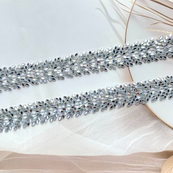 ZariWork 4 CM Silver Handwork Mirror Work Laces