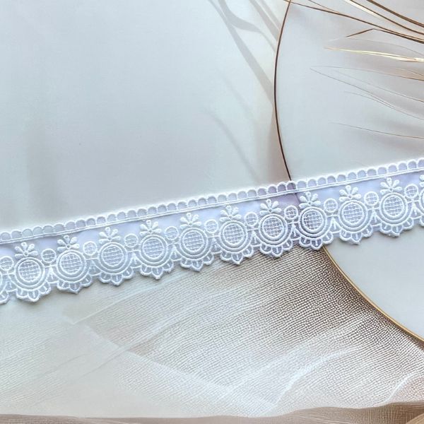 ZariWork 4 CM White Round Flower Cotton Lace