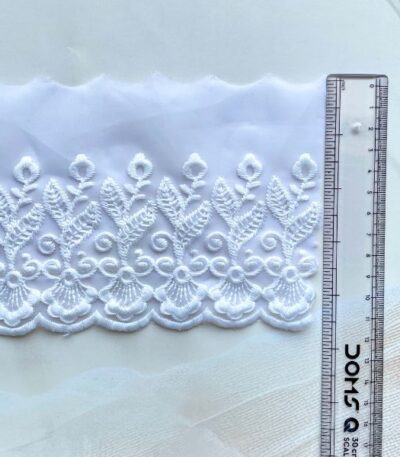 ZariWork 4 Inch White Net Organza Lace Border Size