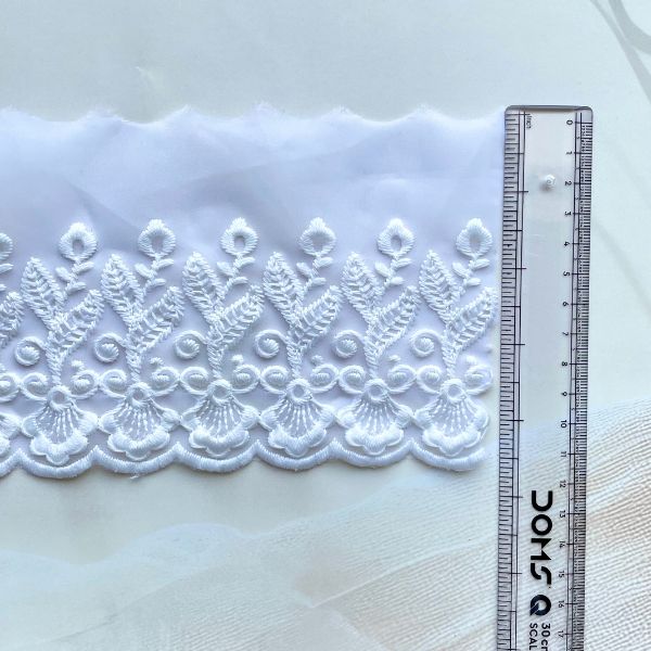 ZariWork 4 Inch White Net Organza Lace Border Size