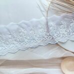 ZariWork 5 Inch White Net Flower Organza Lace Border