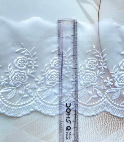 ZariWork 5 Inch White Net Flower Organza Lace Borders