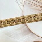 ZariWork 2 Inch Golden Round Flower Sequence Lace Borders