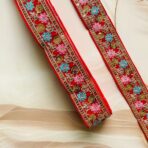 ZariWork 2 Inch Red Velvet Sequence Lace Border Main