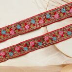 ZariWork 2 Inch Red Velvet Sequence Lace Borders