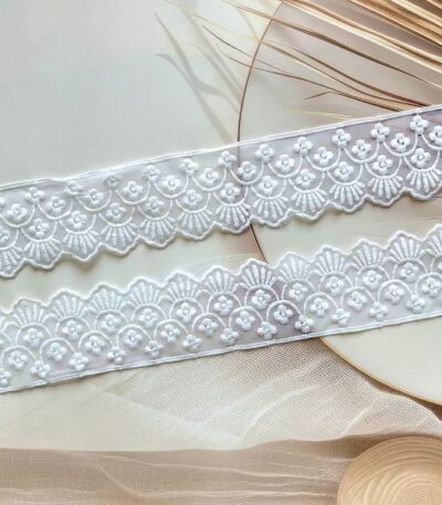 ZariWork 2 Inch White Net Organza Lace Borders