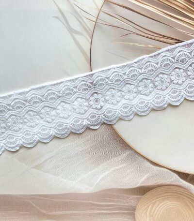 ZariWork 3 Inch White Net Flower Organza Lace