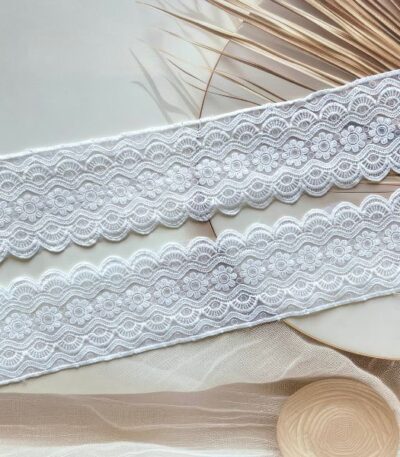 ZariWork 3 Inch White Net Flower Organza Laces