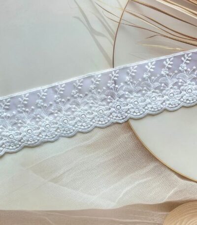 ZariWork 3 Inch White Net Organza Lace Border