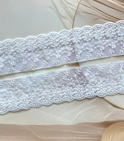 ZariWork 3 Inch White Net Organza Lace Borders