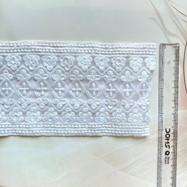 ZariWork 5 Inch White Net Flower Organza Laces