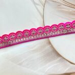 ZariWork 2 Inch Flower Dark Pink Embroidery Lace