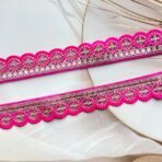 ZariWork 2 Inch Flower Dark Pink Embroidery Laces