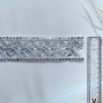 ZariWork 2 Inch Flower Design Silver Sequence Lace Size