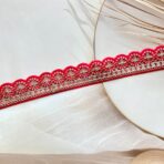 ZariWork 2 Inch Flower Red Embroidery Lace