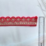 ZariWork 2 Inch Flower Red Embroidery Lace Size