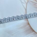 ZariWork 2 Inch Hanwork Cut Silver Stone Lace