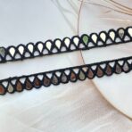 1 Inch Black Glass Desing Mirror Work Lace Size