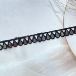 1 Inch Black Glass Desing Mirror Work Laces