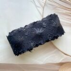 3 Inch Black Flower Design Sequence Lace Border