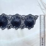 3 Inch Black Flower Design Sequence Lace Border Side