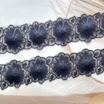 3 Inch Black Flower Design Sequence Lace Borders
