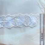 3 Inch White Flower Design Sequence Lace Border Size